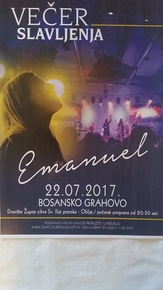 Koncert najpopularnijeg hrvatskog duhovnog benda Emanuel u Bos. Grahovu