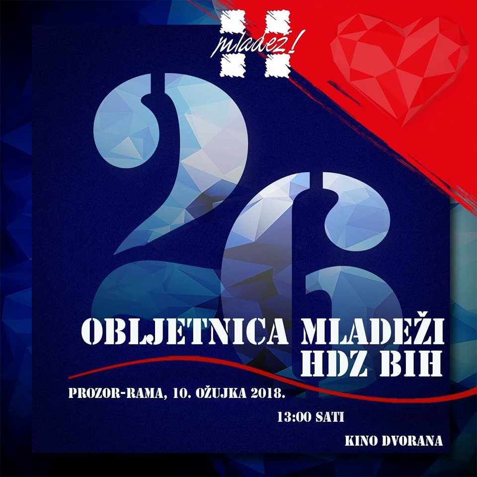 NAJAVA: 26. OBLJETNICA OSNIVANJA MLADEŽI HDZ-a BIH