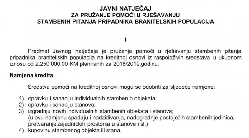 Poziv svim obiteljima branitelja: Fond za rješavanje stambenih pitanja