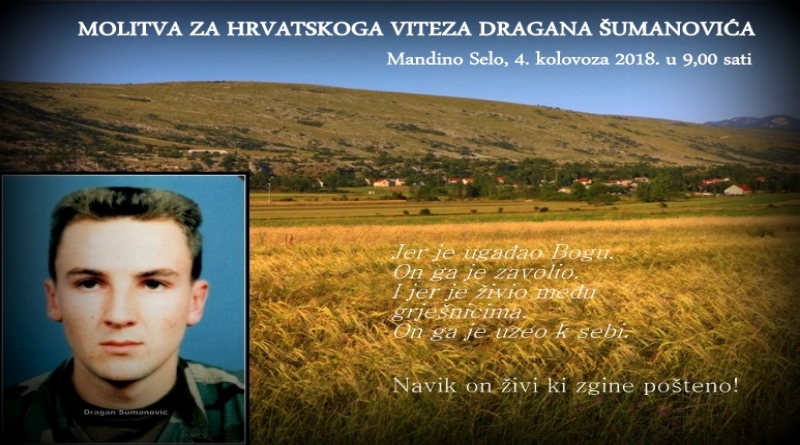 NAJAVA: Molitva za pok. Dragana Šumanovića 4. kolovoza