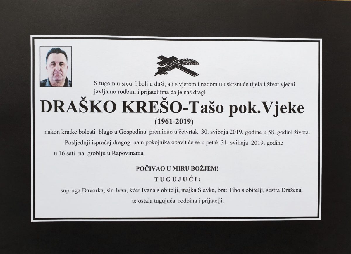 Danas nas je napustio Draško Krešo