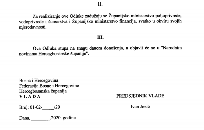 Prijedlog Odluke o oslobađanju od plaćanja županijskog dijela zakupnine za 2020. g