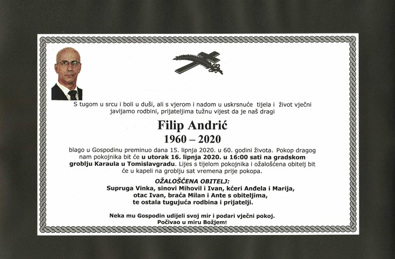 Preminuo Filip Andrić, nekadašnji premijer Hercegbosanske županije