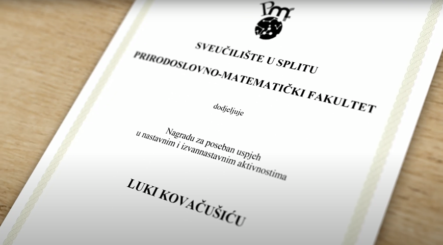 Livnjak Luka Kovačušić dobio dekanovu nagradu za poseban uspjeh u nastavnim i izvannastavnim aktivnostima