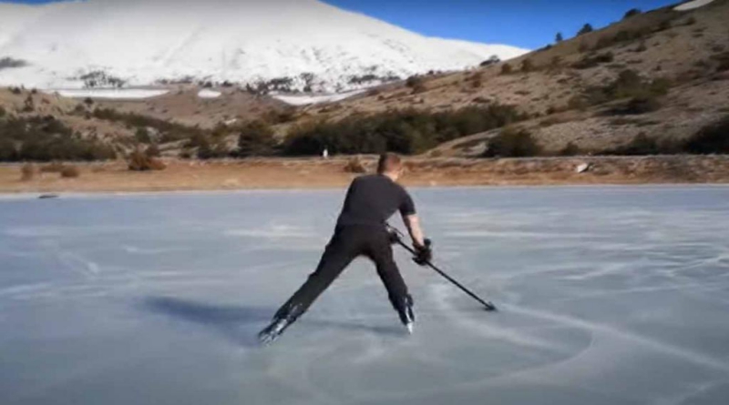 BLIDINJE: Hokejaš snimio video klizanja po zaleđenom jezeru